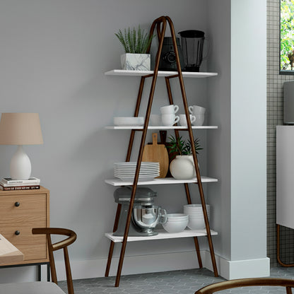 Estante 4 Repisas Connect Blanco Oro Envejecido