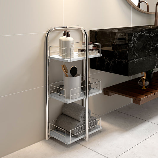 Estante Organizador 3 Niveles Connect Blanco Cromado