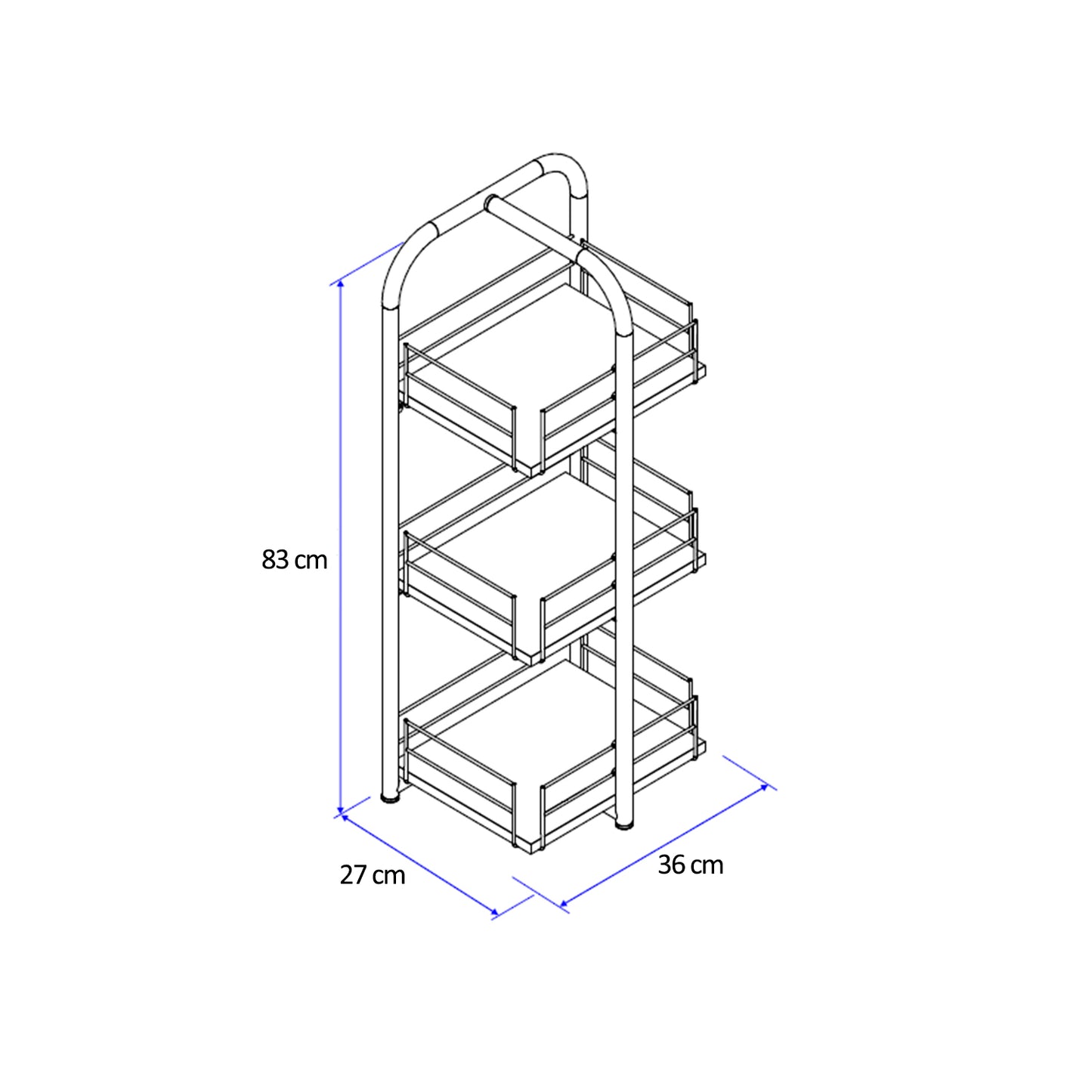 Estante Organizador 3 Niveles Connect Legno Negro Mate