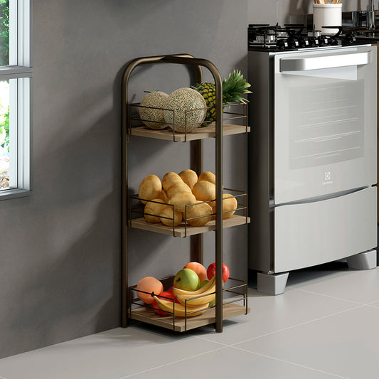 Estante Organizador 3 Niveles Connect Noce Oro Envejecido