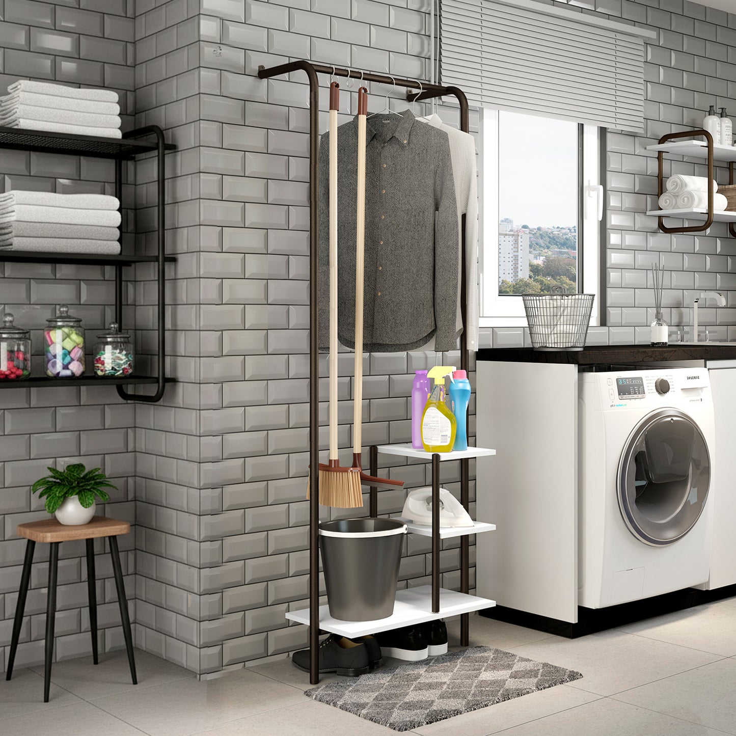 Estante Multiuso Connect Blanco Oro Envejecido