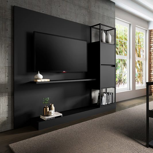 Centro de Entretenimiento Rack Tv 60" Home Design Negro Mate