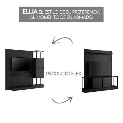 Centro de Entretenimiento Rack Tv 60" Home Design Negro Mate