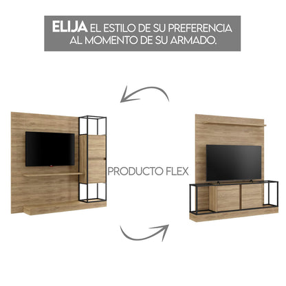 Centro de Entretenimiento Rack Tv 60" Home Design Noce Negro Mate