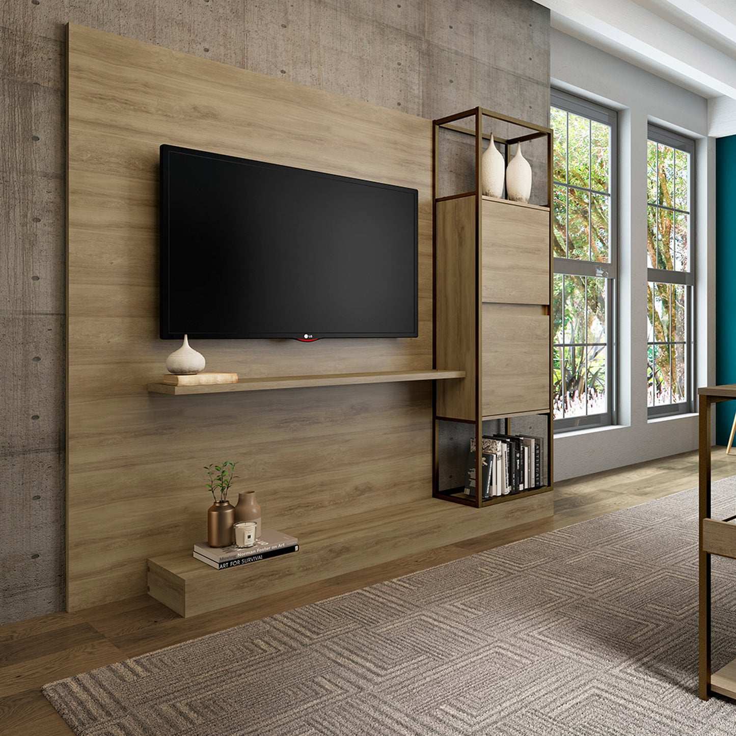 Centro de Entretenimiento Rack Tv 60" Home Design Noce Oro Envejecido