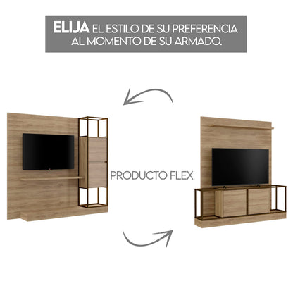 Centro de Entretenimiento Rack Tv 60" Home Design Noce Oro Envejecido