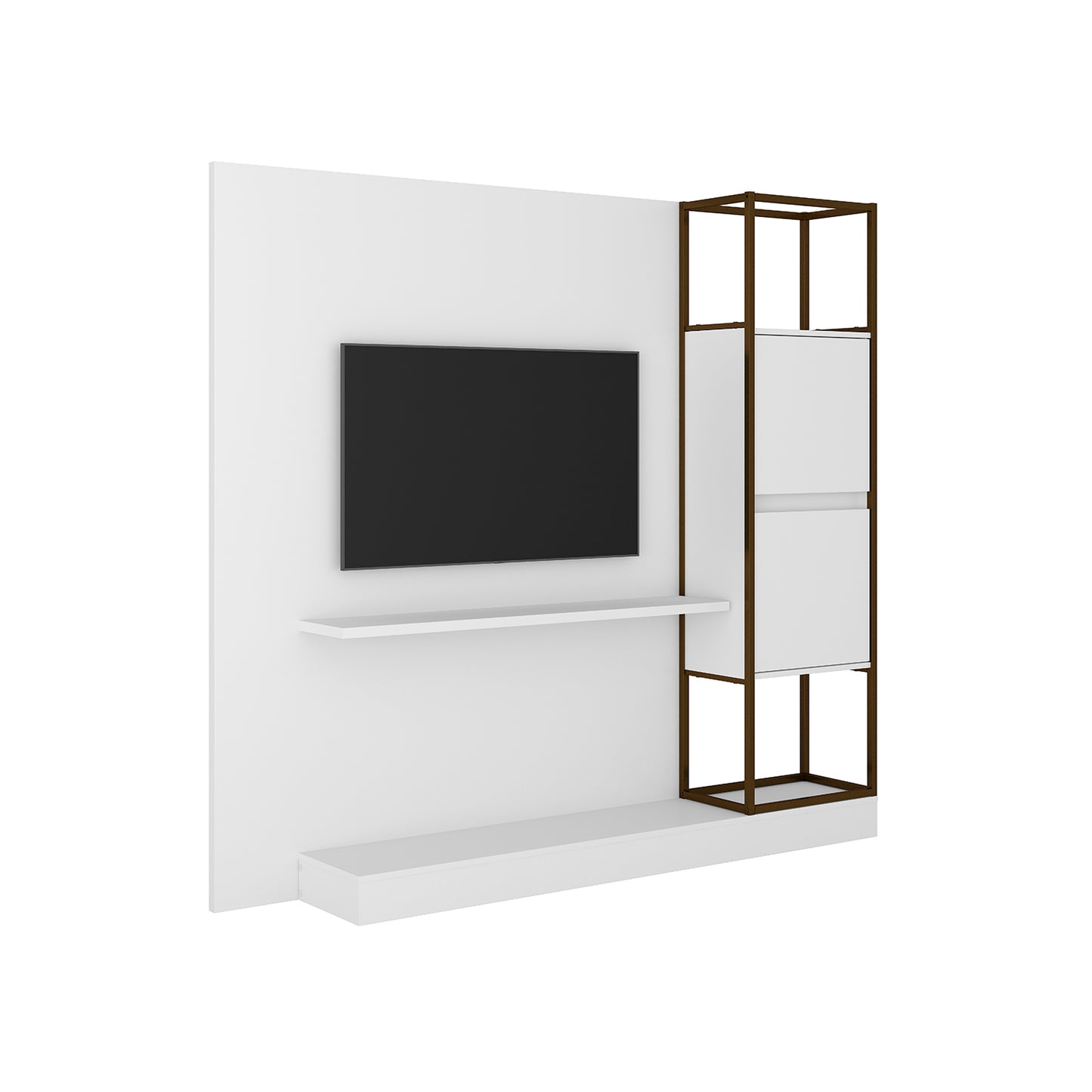 Centro de Entretenimiento Rack Tv 60" Home Design Blanco Oro Envejecido