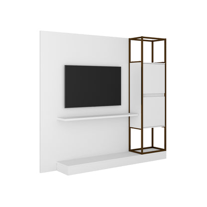 Centro de Entretenimiento Rack Tv 60" Home Design Blanco Oro Envejecido