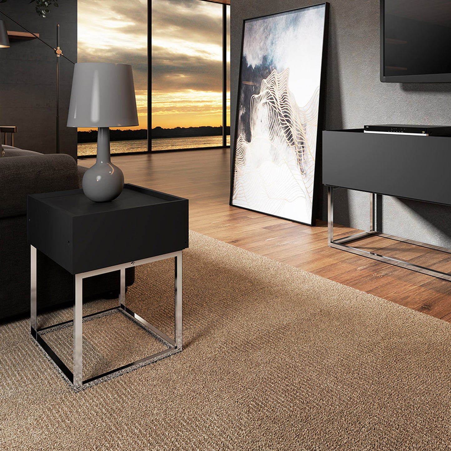 Velador Home Design Negro Cromado