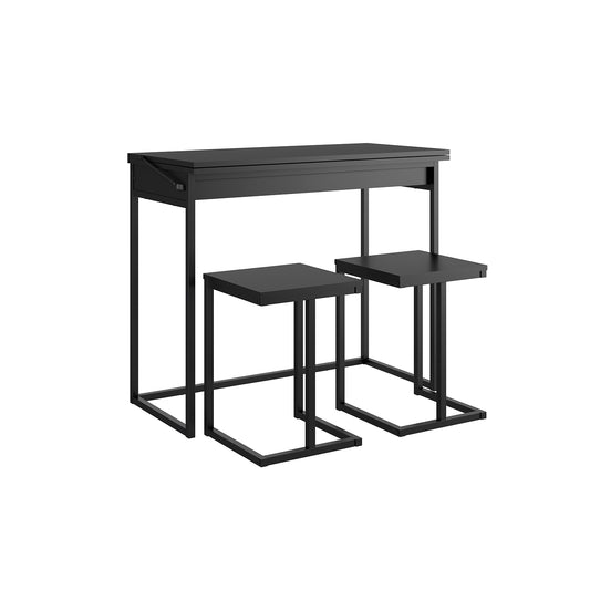 Mesa Extensible + 2 Taburetes Home Design Negro Mate