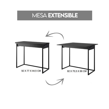 Mesa Extensible + 2 Taburetes Home Design Negro Mate