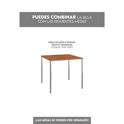 Mesa de Comedor 87.5x87.5 Design Native Cromada