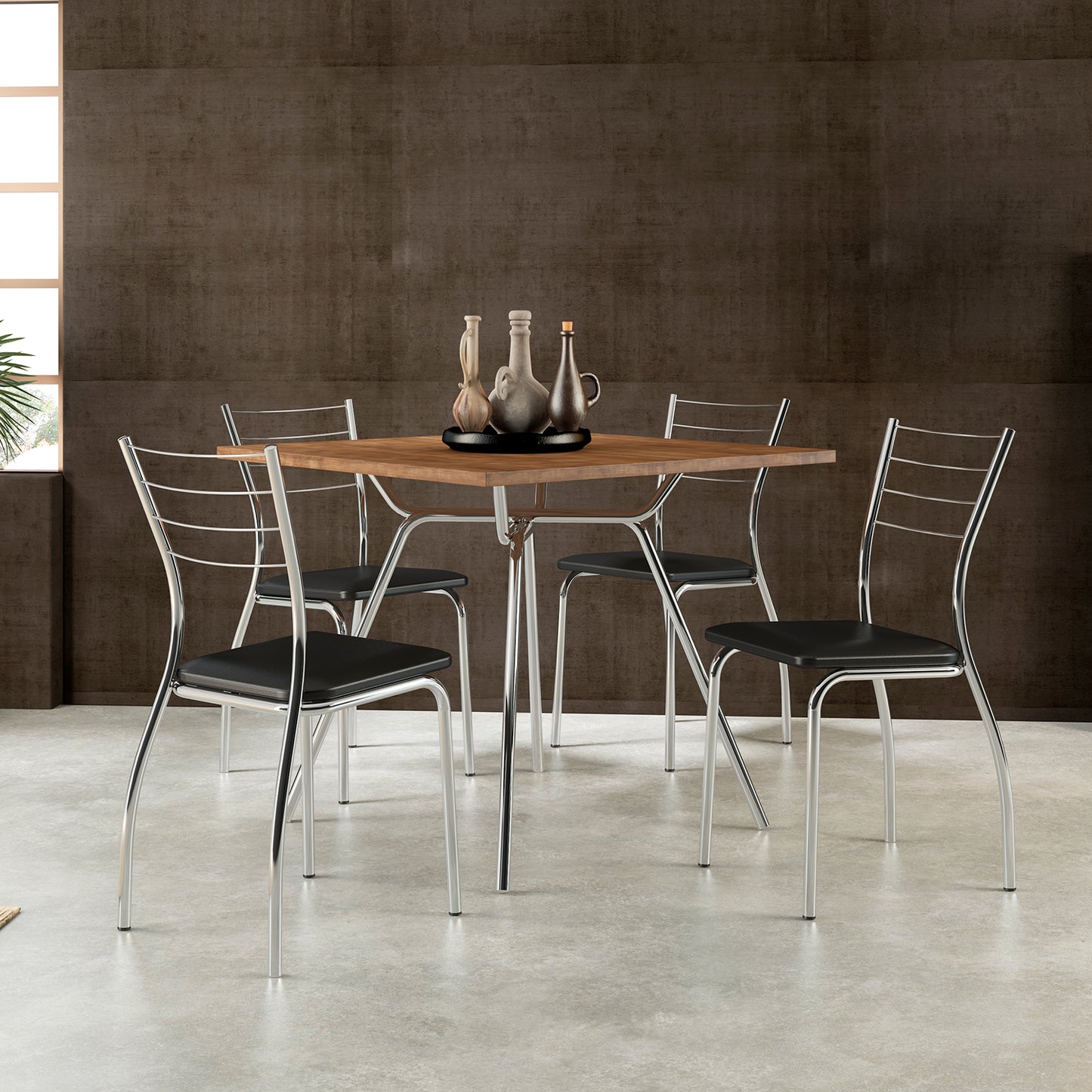 Mesa de Comedor 90x90 Design Native Cromada