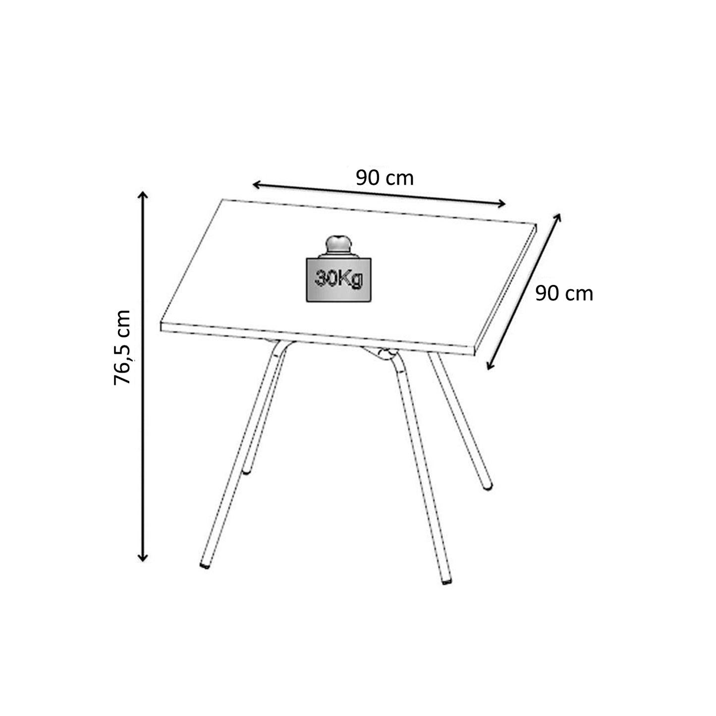 Mesa de Comedor 90x90 Design Native Cromada