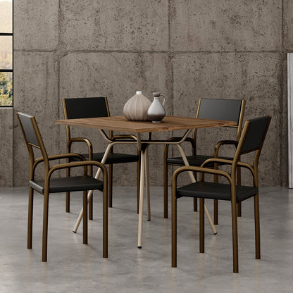 Mesa de Comedor 90x90 Design Legno Champagne