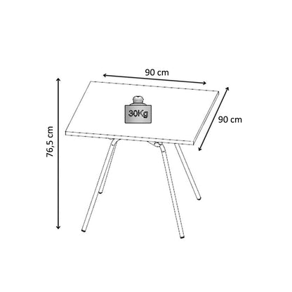 Mesa de Comedor 90x90 Design Legno Champagne