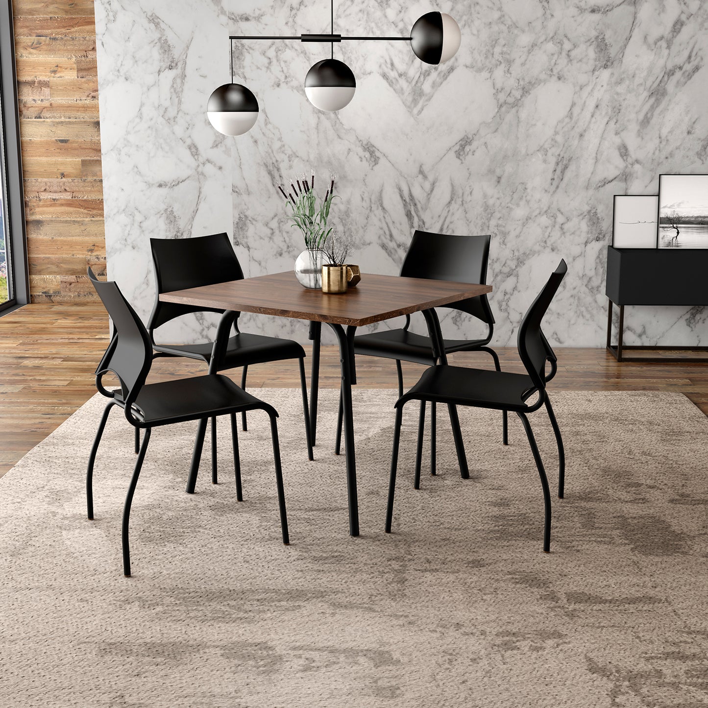 Mesa de Comedor 90x90 Design Legno Negro