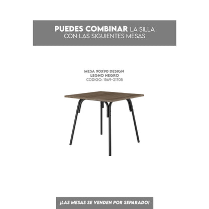 Mesa de Comedor 90x90 Design Legno Negro