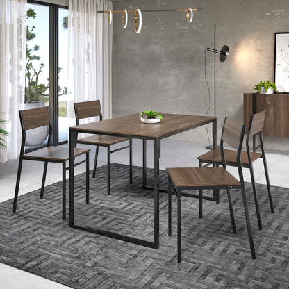 Mesa de Comedor + 4 Sillas Design Legno Negro Mate