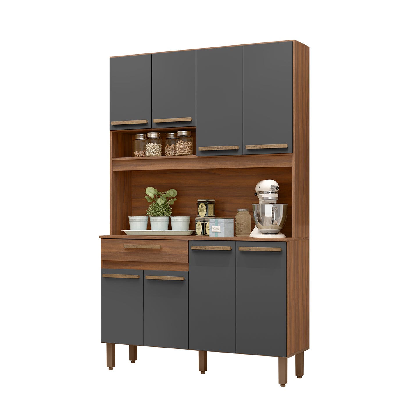 Mueble de Cocina 8 Puertas 1 Cajón Hoga Valparaíso Café Gris