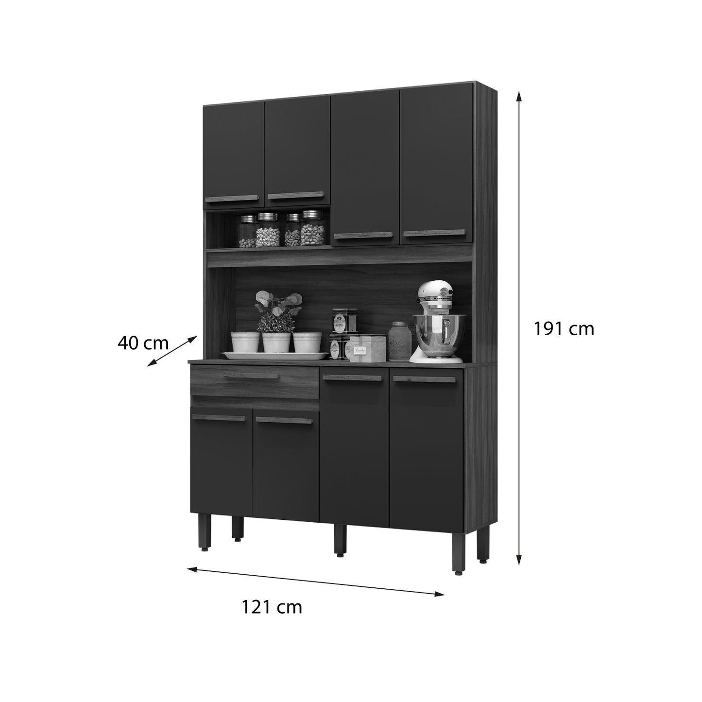 Mueble de Cocina 8 Puertas 1 Cajón Hoga Valparaíso Café Gris