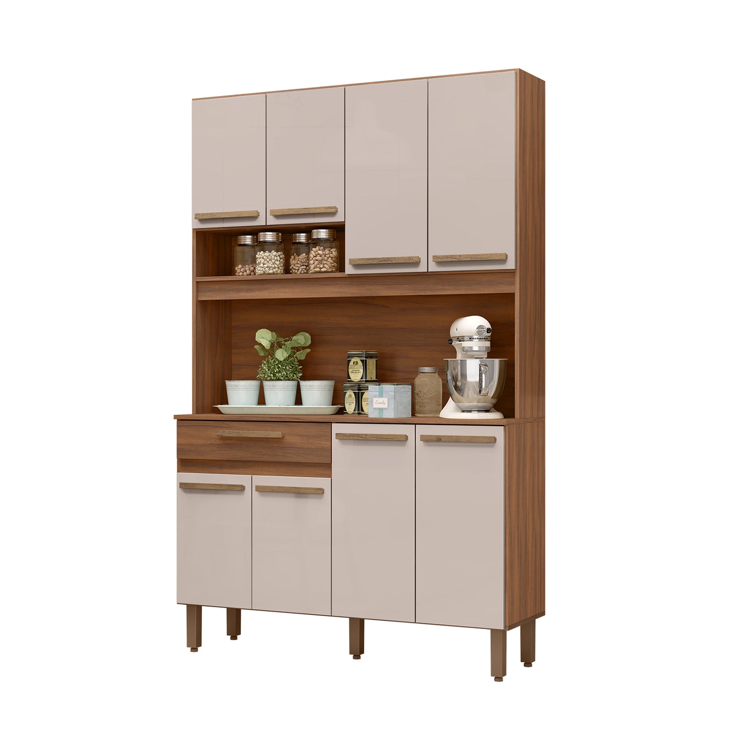 Mueble de Cocina 8 Puertas 1 Cajón Hoga Valparaíso Café Vainilla