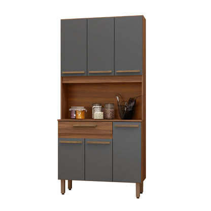 Mueble de Cocina 6 Puertas 1 Cajón Hoga Santiago Café Gris