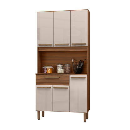 Mueble de Cocina 6 Puertas 1 Cajón Hoga Santiago Café Vainilla