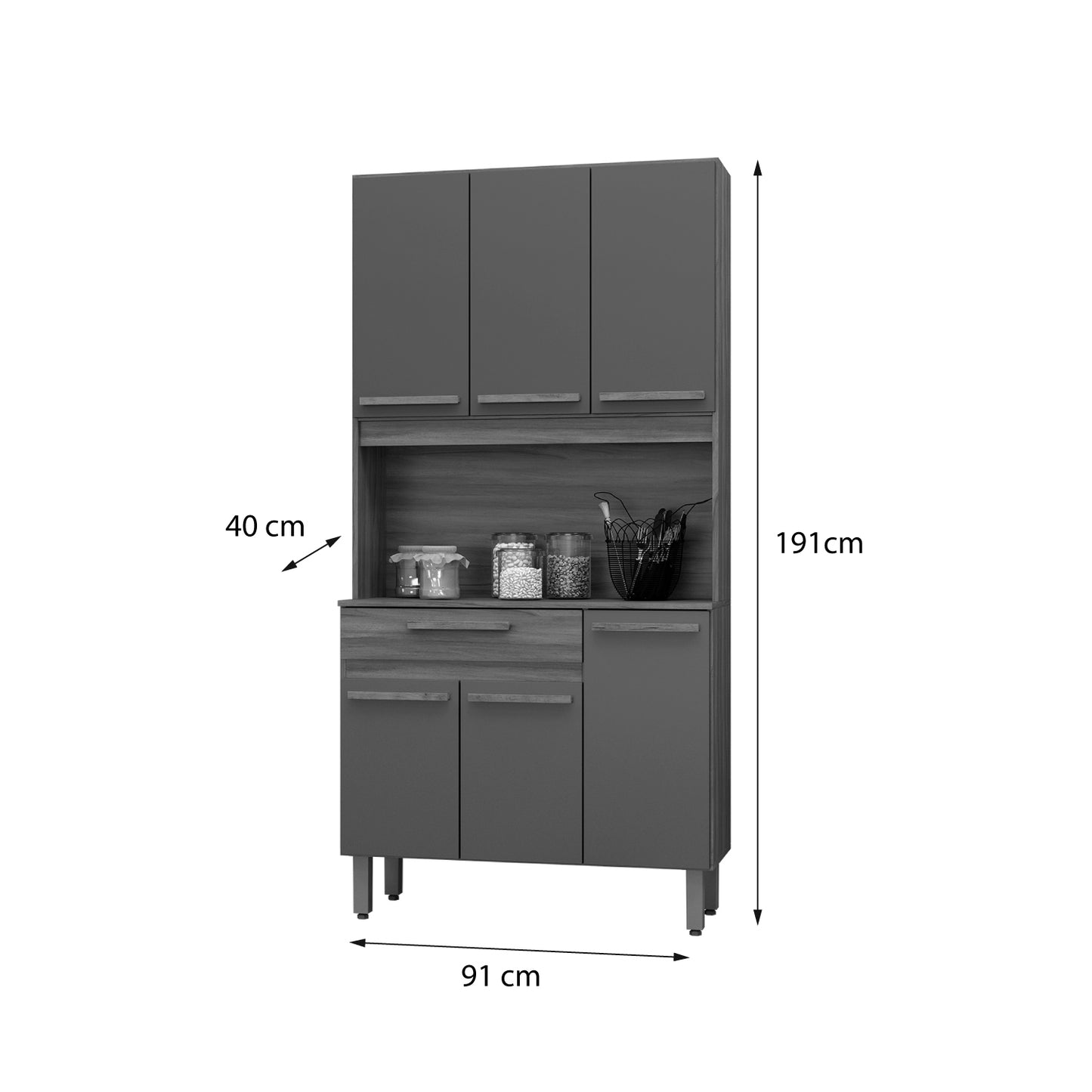 Mueble de Cocina 6 Puertas 1 Cajón Hoga Santiago Café Vainilla