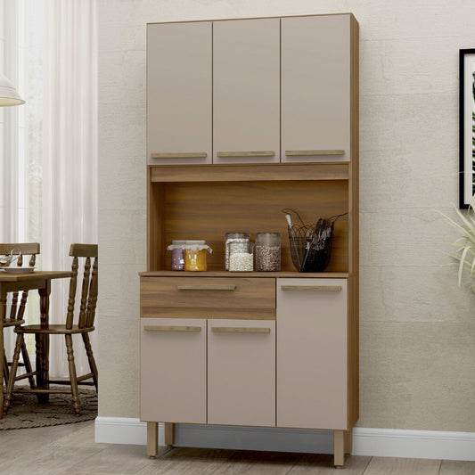 Mueble de Cocina 6 Puertas 1 Cajón Hoga Santiago Café Moka