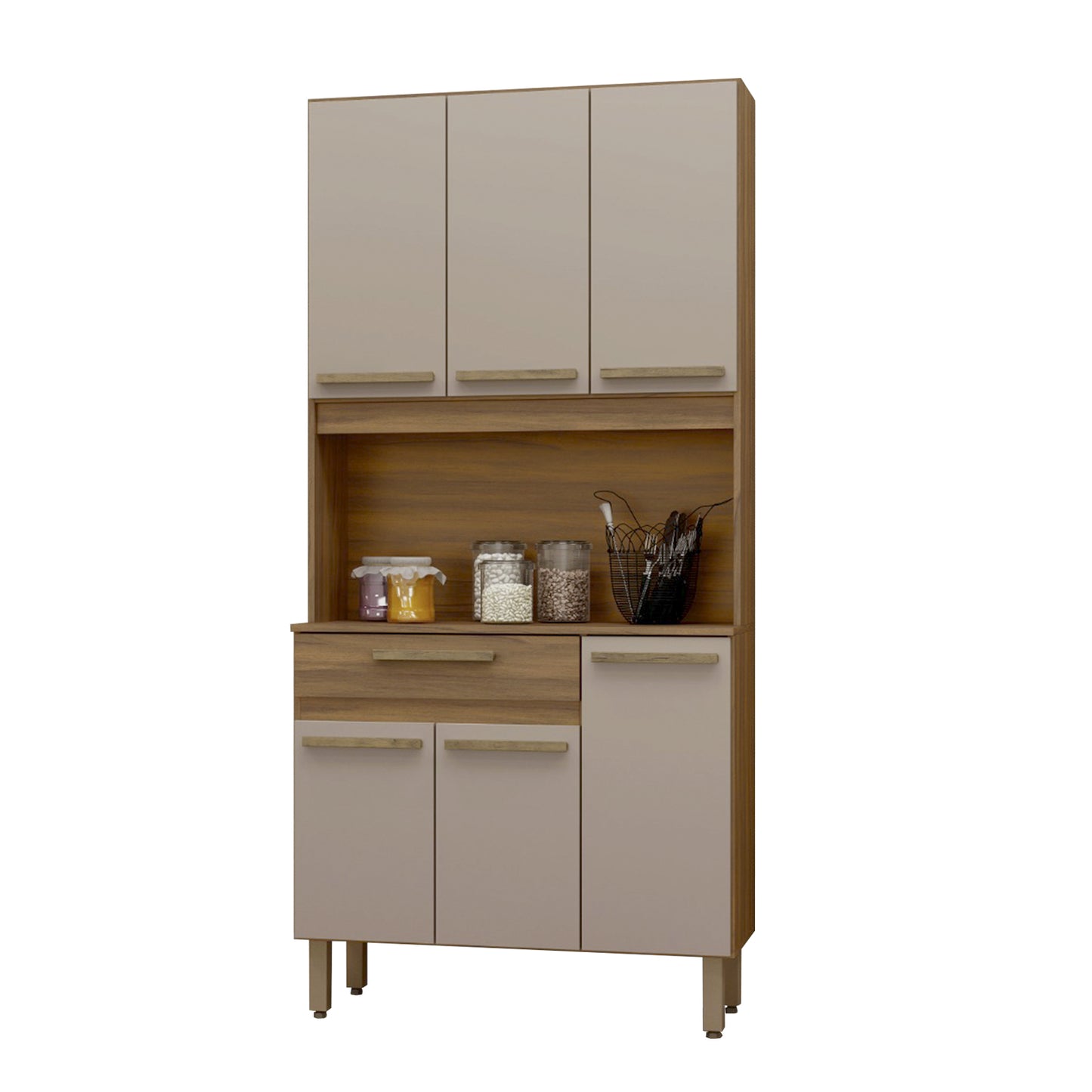 Mueble de Cocina 6 Puertas 1 Cajón Hoga Santiago Café Moka