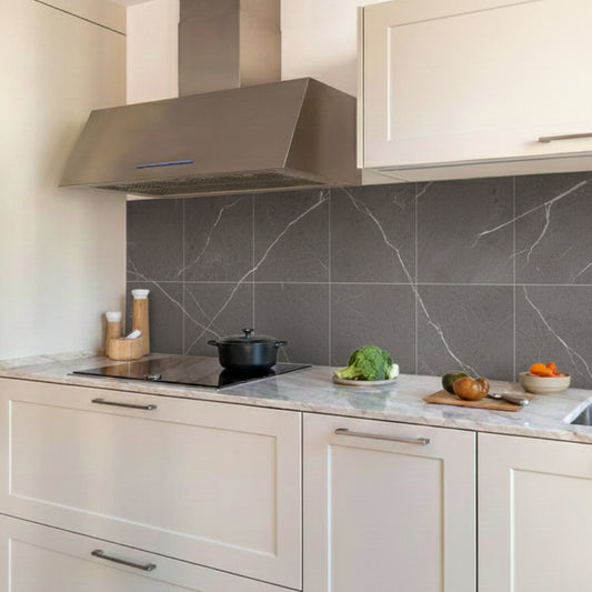 Vinilico Spc Travertino Piso y Muro 45 X 45  cm Negro Marmol