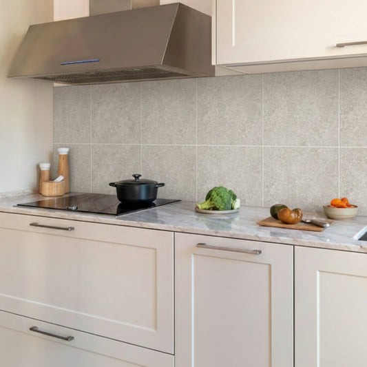 Vinilico Spc Travertino Piso y Muro 45 X 45 cm Blanco Cemento