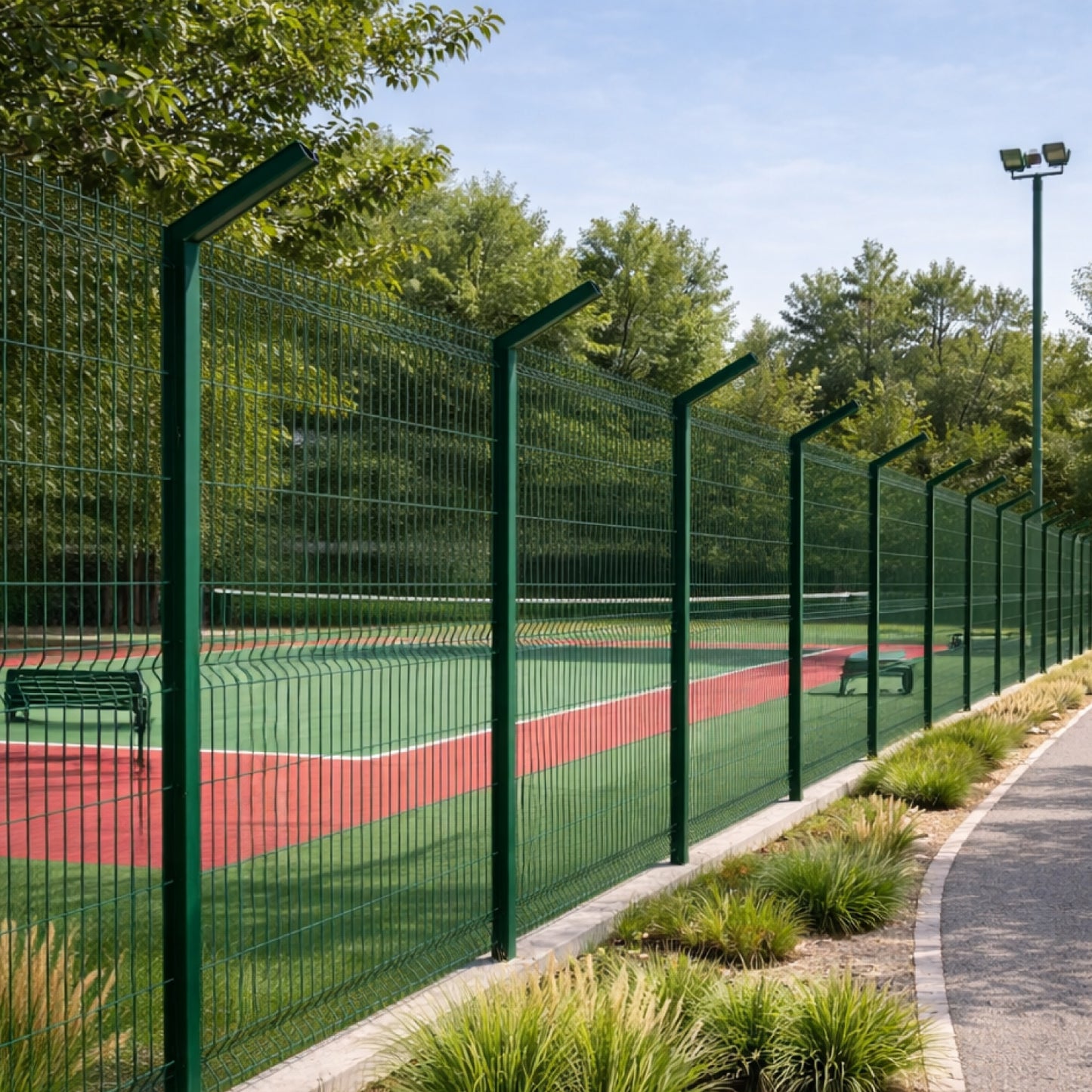 Pack Reja Tipo Acmafor 3d Verde 2,50 X 1,83 Mts + Poste Con Brazo 2,40 Mts