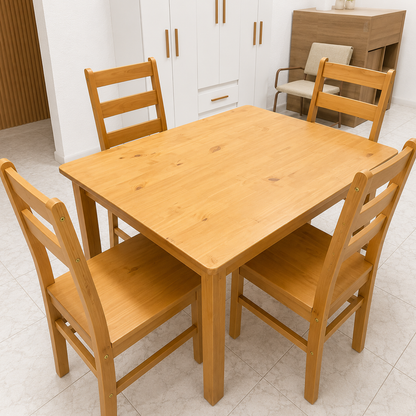 Set de Comedor con 4 Sillas 100% Madera Hoga Bella Nogal