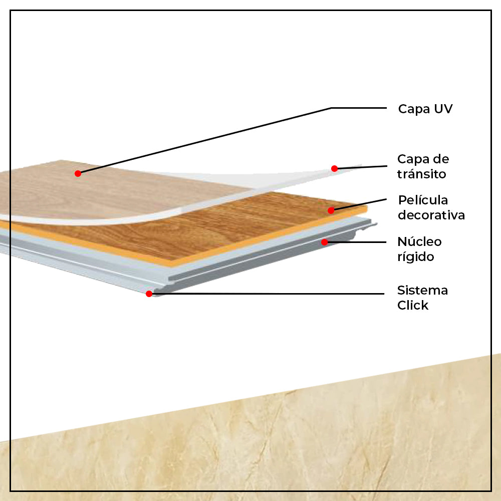 Vinilico Spc Travertino Piso y Muro 45 X 90 cm Concreto