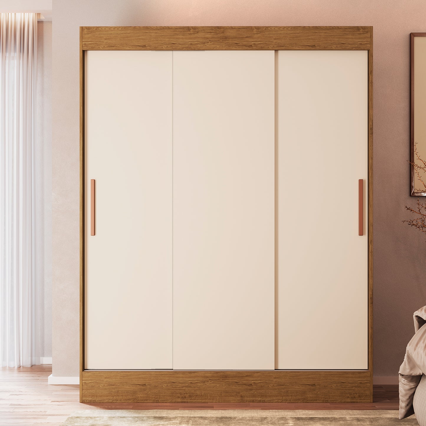 Clóset 3 Puertas Marsella Canela Blanco Invierno