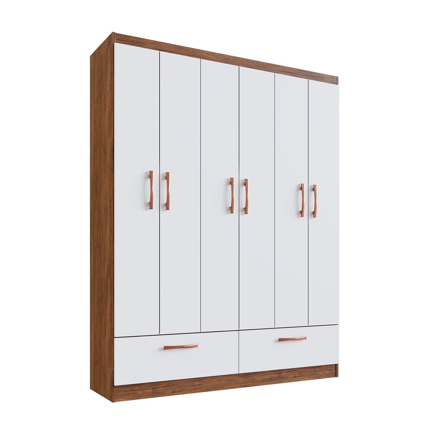 Clóset 6 Puertas 2 Cajones Hoga SP Verona Castaño Blanco