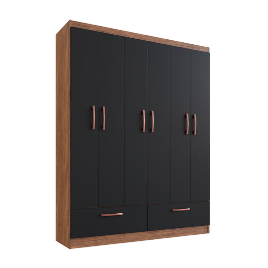 Clóset 6 Puertas 2 Cajones Hoga Verona Castaño Negro