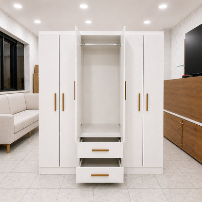 Clóset 6 puertas 2 cajones Hoga Napoli Blanco