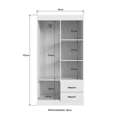 Clóset 4 Puertas 2 Cajones Rosario Blanco