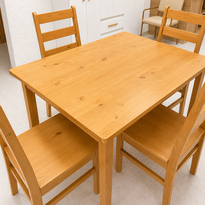 Set de Comedor con 4 Sillas 100% Madera Hoga Bella Nogal