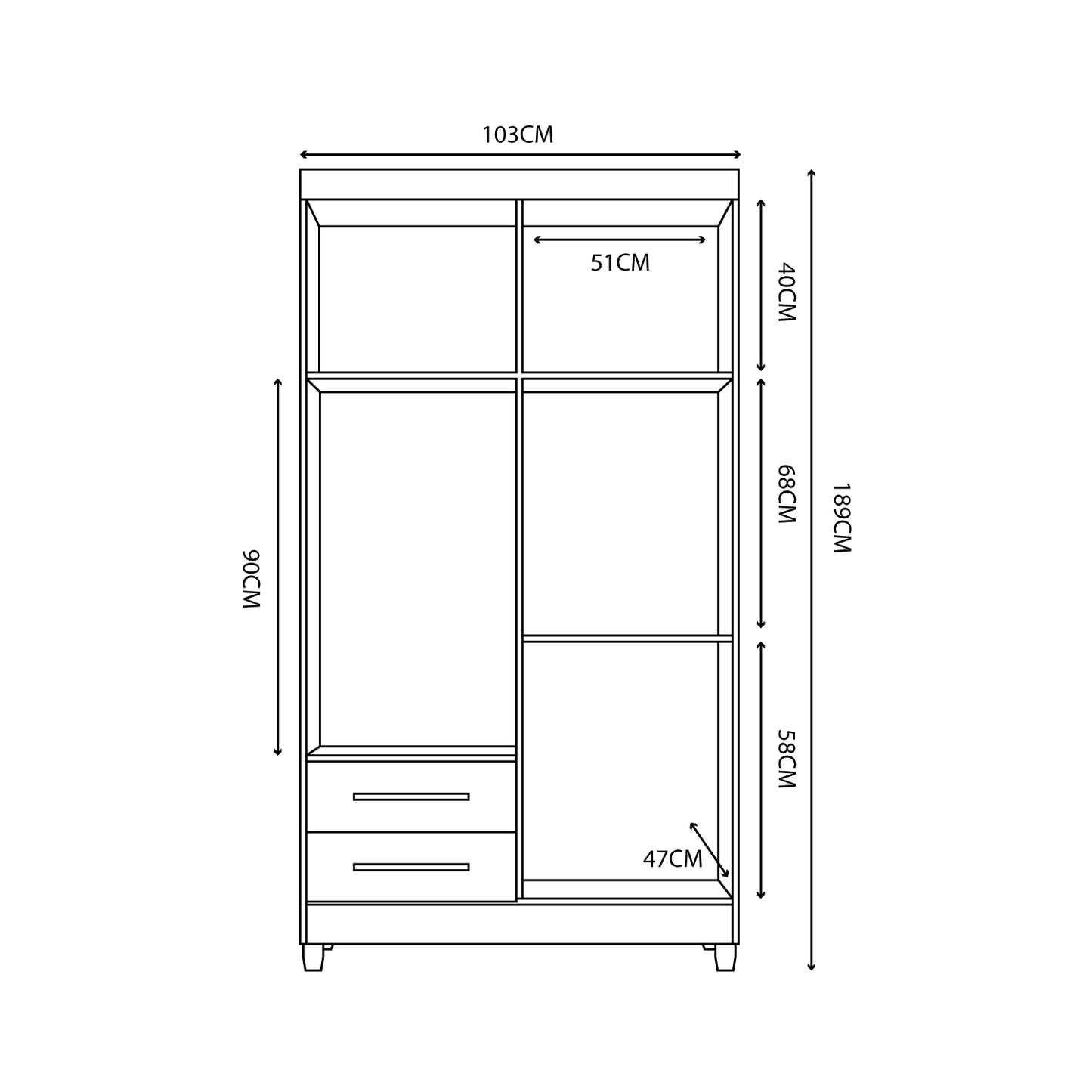 Clóset 4 Puertas 2 Cajones Ambar Cedro