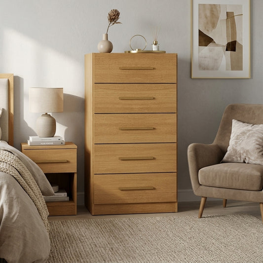 Cómoda 5 Cajones Hoga SP Savana Canela