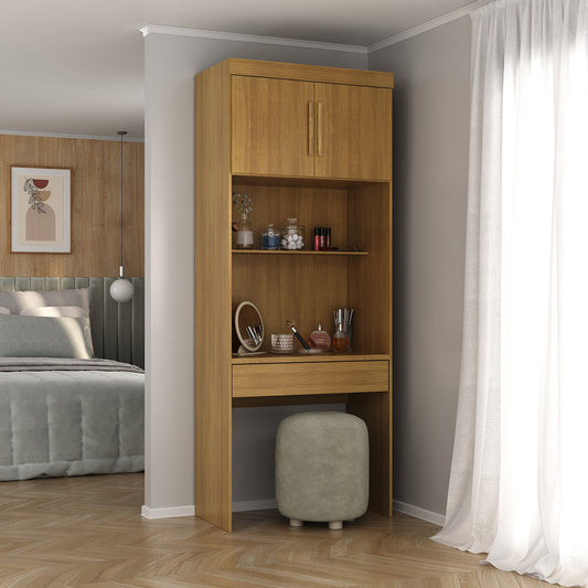 Escritorio con Estante 2 Puertas 1 Cajón Hoga SP Smart Canela