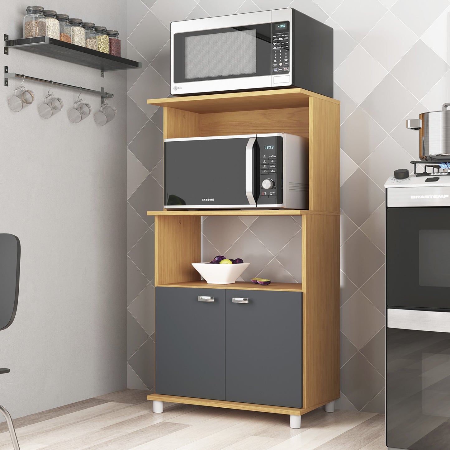 Mueble de Cocina Multiuso 2 Puertas Hoga Dallas Café Claro Grafito