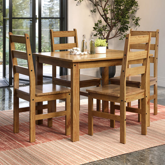 Set de Comedor con 4 Sillas 100% Madera Hoga Bella Nogal