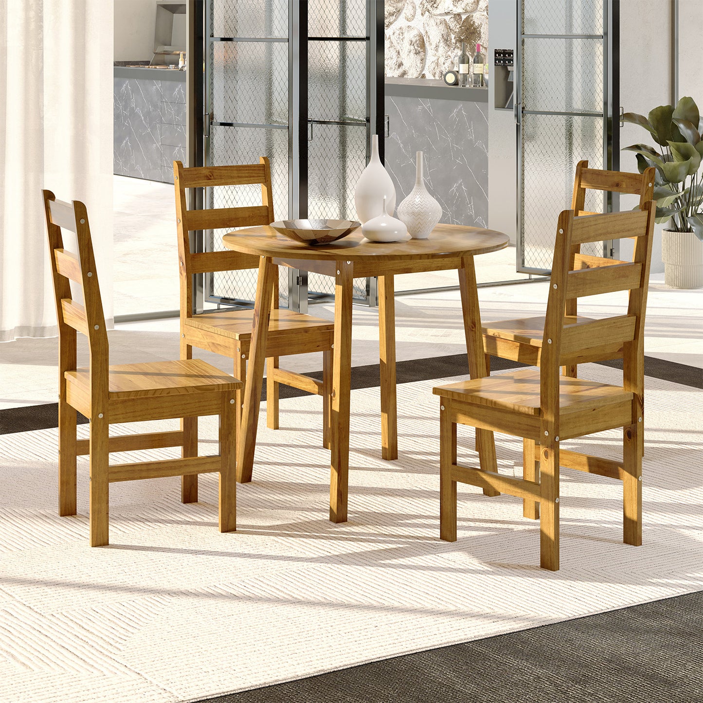 Set de Comedor con 4 Sillas 100% Madera Hoga Irlanda Nogal