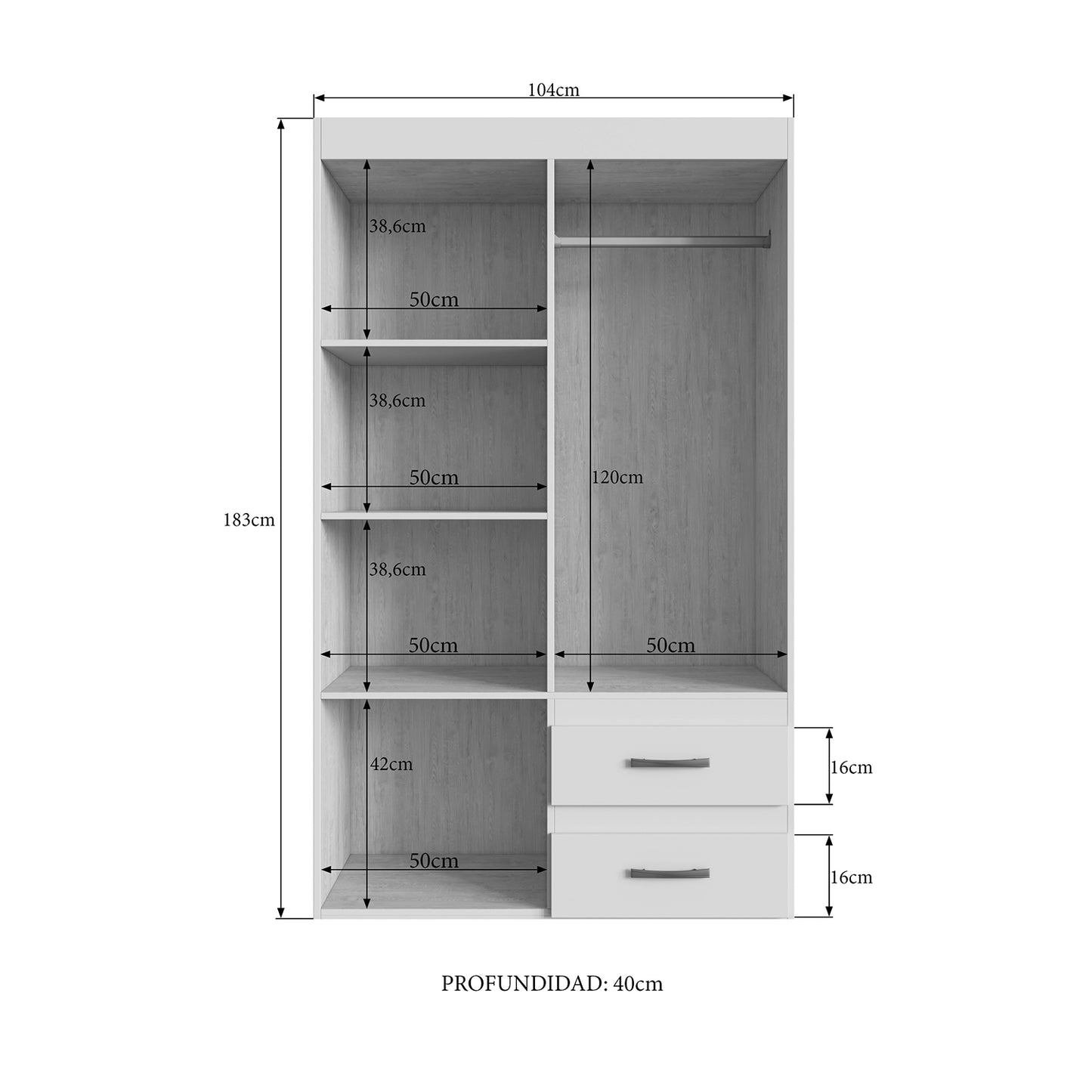 Clóset 4 Puertas 2 Cajones Dallas Multiflex