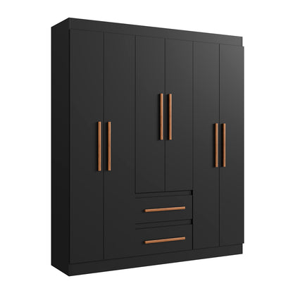 Clóset 6 puertas 2 cajones Hoga Napoli Negro